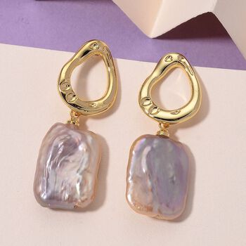 Mehrfarbige Keshi Perle Ohrringe Nickelfreies Messing, Goldfarben