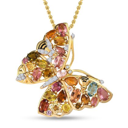 GP Trionfo Kollektion - mehrfarbiger Turmalin, Zirkon und blauer Saphir-Anhänger mit Kette, 45 cm - 6.28 ct.