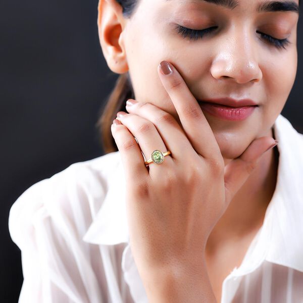 AA Merelani Mint-Granat und weißer Diamant-Ring, 925 Silber Gelbgold Vermeil (Größe 18.00) ca. 1.02 ct image number 3