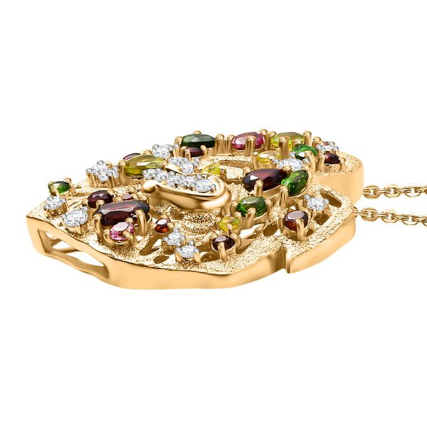 GP Amore x Trifono Kollektion- Mosambik Granat, Peridot und Multi-Edelstein Anhänger mit 50cm Kette - 2,82 ct. image number 5
