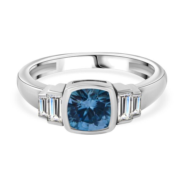 AA Blauer Zirkon, Wei&szlig;er Zirkon Ring 925 Silber rhodiniert (Gr&ouml;&szlig;e 17.00) ca. 1,83 ct