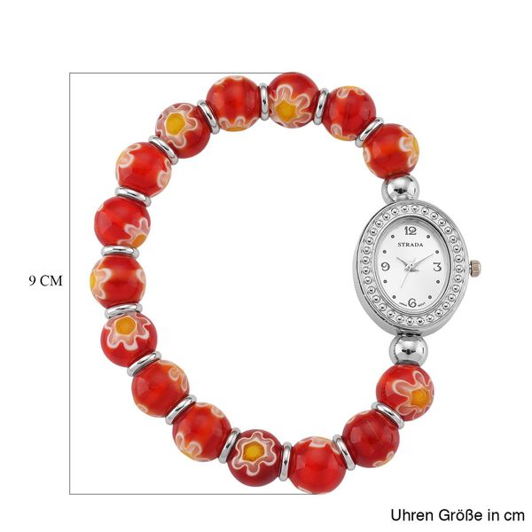 STRADA flexible rote Armbanduhr im Murano-Stil, Japanisches Uhrwerk image number 7