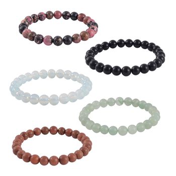 5er Set - Rhodonit, Gr&uuml;ner Aventurin Armb&auml;nder ca. 478.35 ct