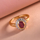 Fissure gefüllt Rubin und Zirkon Ring 925 Silber vergoldet (Größe 17.00) ca. 1,26 ct image number 1