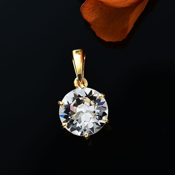 J Francis gefertigt mit SWAROVSKI- Weißer Swarovski Kristall-Anhänger, 925 Silber 750 Gelbgold Vermeil image number 2