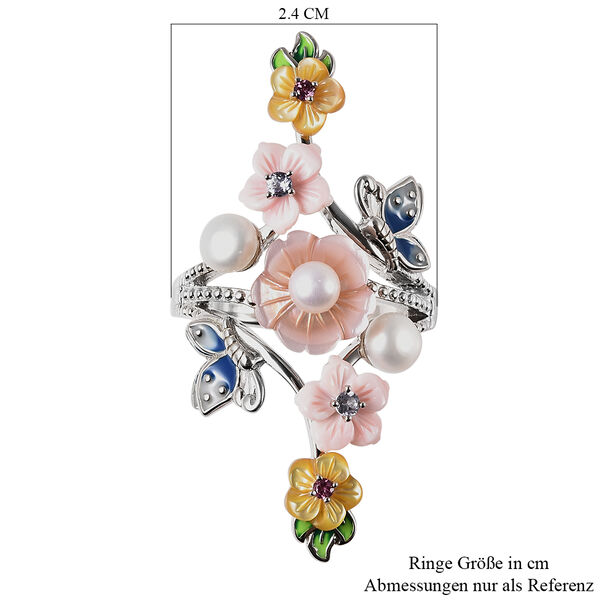 JARDIN-KOLLEKTION Mehrfarbig Perlmutt und Mehrfarbig Edelsteine Ring 925 Silber Rhodium-&Uuml;berzug image number 5