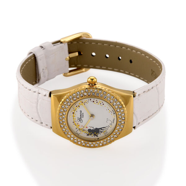 GENOA - J Francis gefertigt mit SWAROVSKI Wei&szlig;er Swarovski Kristall Uhren 23 cm Reine Legierung IP-Gelbbeschichtung image number 4