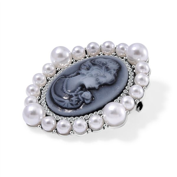 Kamee, Kunststoff Perle Brosche image number 3