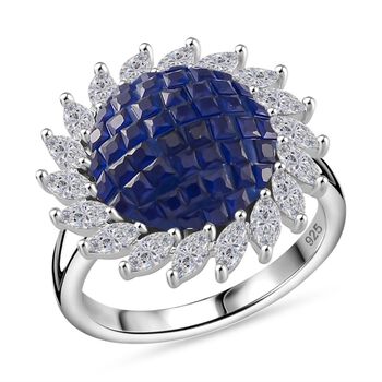 Blauer und wei&szlig;er Zirkonia Halo Ring