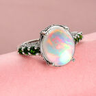 Natürlicher Äthiopischer Opal und Natürlicher Chromdiopsid Ring 925 Silber platiniert  ca. 4,64 ct image number 1