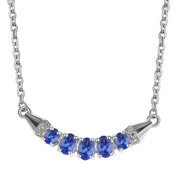 Tansanit Halskette, ca. 45 cm, 925 Silber platiniert, ca. 1.04 ct