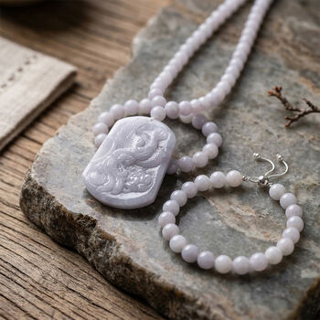 Flexibles wei&szlig;es Jade Armband und 50cm Halskette