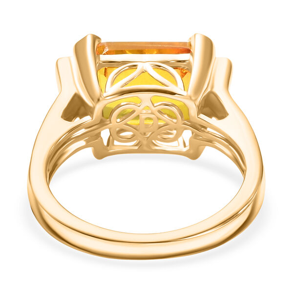 Feuerrahmen-Design - D'Joy Sphaleros Quarz, Wei&szlig;er Zirkon Ring. 925 Silber 750 Gelb Vergoldet (Gr&ouml;&szlig;e 18.00) ca. 4.20 ct image number 6