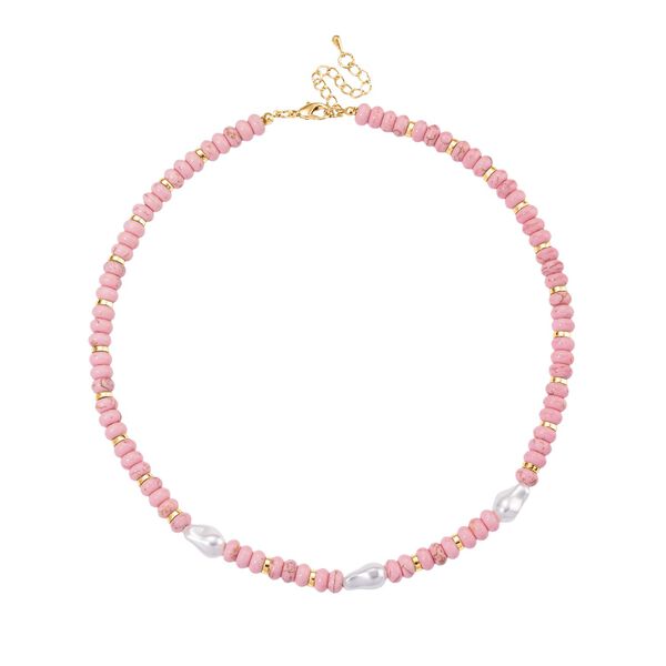 Wei&szlig;e Muschelkernperle, Almandin Halskette, ca. 50 cm + 5 cm Extender, goldfarben image number 2