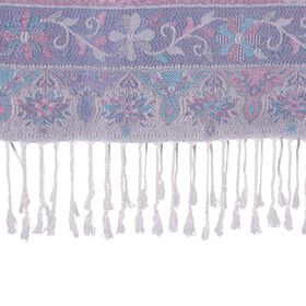 Schal mit Paisley-Muster und Fransen, 70x180cm, Grau-Weiß