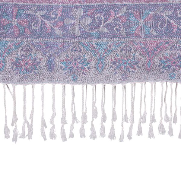 Schal mit Paisley-Muster und Fransen, 70x180cm, Grau-Weiß image number 3