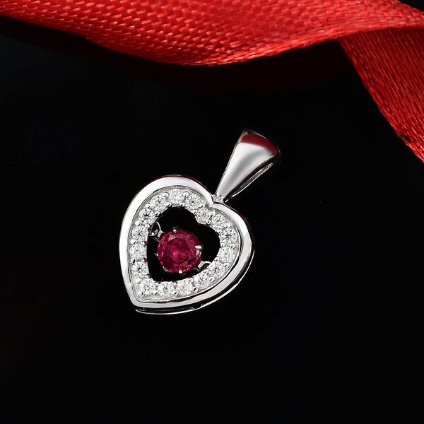 Afrikanischer Rubin und Moissanit Herz Anh&auml;nger - 0,55 ct. image number 2