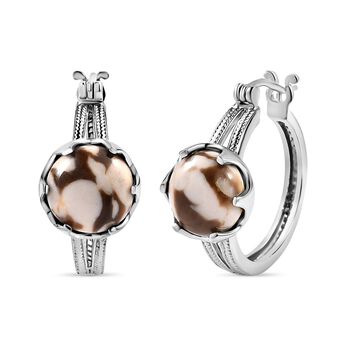 Erdnuss Holz Jaspis Ohrringe - 7,77 ct.