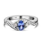 Tansanit und weißer Zirkon-Ring, 925 Silber platiniert  ca. 0,67 ct image number 0