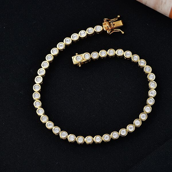 D'Joy wei&szlig;es Diamant 20cm Armband, 925 Silber 750 Gelbgold Vermeil - 0,35 ct. image number 2