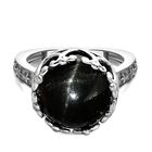 Schwarzer Stern Diopsid-Ring, 925 Silber platiniert (Gr&ouml;&szlig;e 16.00) ca. 9.99 ct