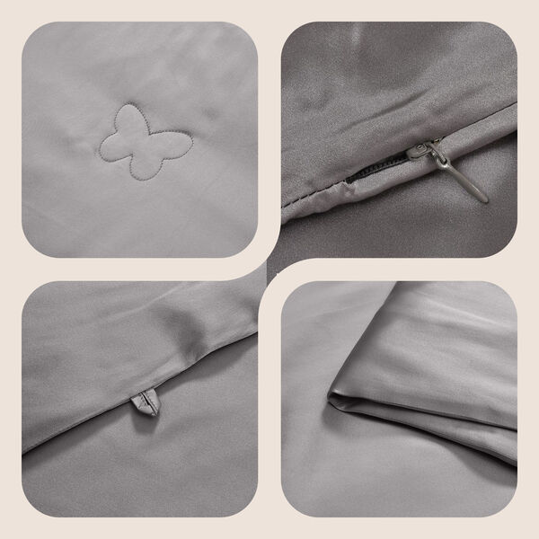 Serenity Night 100% Maulbeerseide Seidendecke mit 350gsm Seidenfüllung, 135x200cm, Grau image number 3