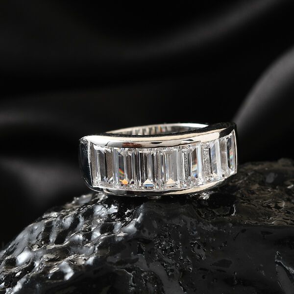 LUSTRO STELLA Hergestellt mit ZIRKONIA Half Eternity Ring 925 Silber Platin-&Uuml;berzug image number 2