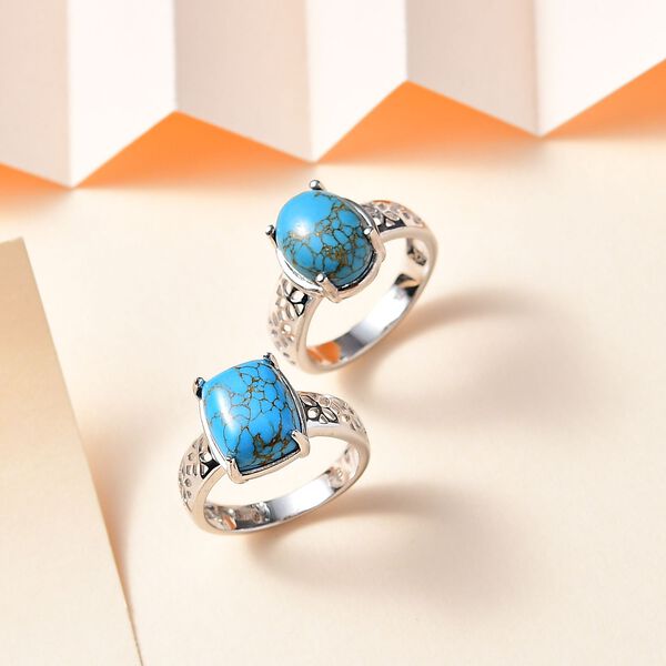 2er-Set - Blaue T&uuml;rkis-Ringe - 14 ct. image number 2