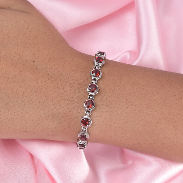 Rotes Granat-Armband, 19 cm, Edelstahl ca. 11,50 ct image number 3