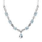 Himmelblaue Topas Halskette, ca. 45 cm, 925 Silber ca. 4,15 ct