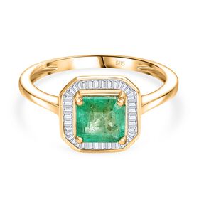 AAA Kagem sambischer Smaragd und Diamant Ring in 585 Gold - 1,36 ct. AAA Kagem sambischer Smaragd und Diamant Ring in 585 Gold - 1,36 ct.