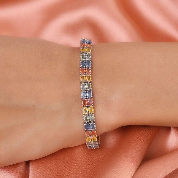 Mehrfarbiges Saphir-Armband, 19 cm, 925 Silber platiniert, 17,06 ct. image number 3
