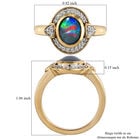 Boulder Opal Triplett und Zirkon Halo Ring in Silber image number 6