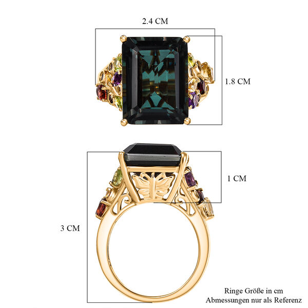 Farbwechsel-Alexandrit-Quarz-Triplette, Roter Granat Ring 925 Silber 750 Gelbgold Vermeil (Gr&ouml;&szlig;e 17.00) ca. 13.65 ct image number 6