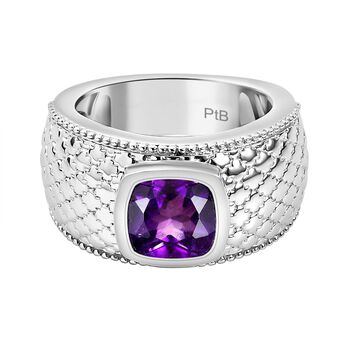 Afrikanischer Amethyst Ring, Reines Messing, silberfarben (Gr&ouml;&szlig;e 16.00) ca. 1.98 ct