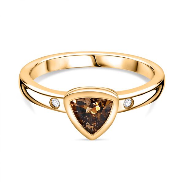 AA Nat&uuml;rlicher goldener Tansanit und Moissanit-Ring - 0,60 ct.