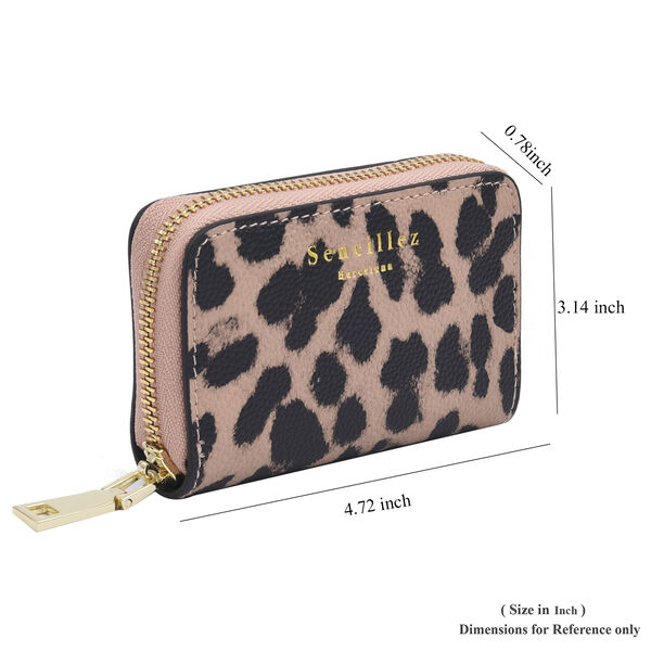 SENCILLEZ Geldb&ouml;rse aus 100% echtem Leder und RFID Schutz, Leopardenmuster, Gr&ouml;&szlig;e 12x2x8 cm, Schwarz und Khaki image number 6