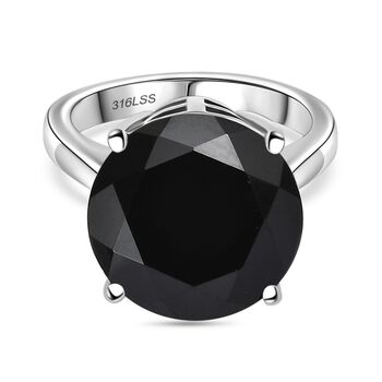 Schwarzer Spinell Ring Edelstahl (Gr&ouml;&szlig;e 16.00) ca. 11,08 ct