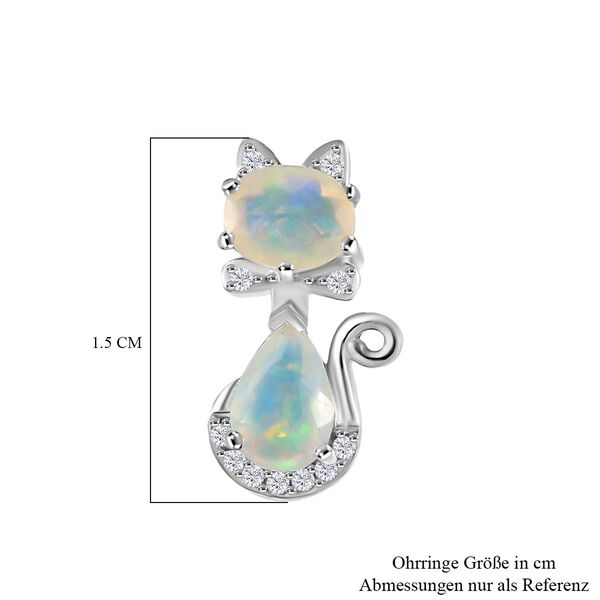 D'Joy AA nat&uuml;rliche, &auml;thiopische Welo Opal und Zirkon Ohrringe - 1 ct. image number 4