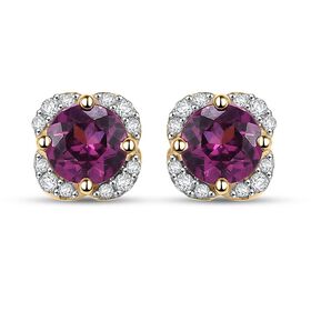 AAA Radiant Ember Granat und Diamant Ohrringe in 417 Gold - 1,27 ct.