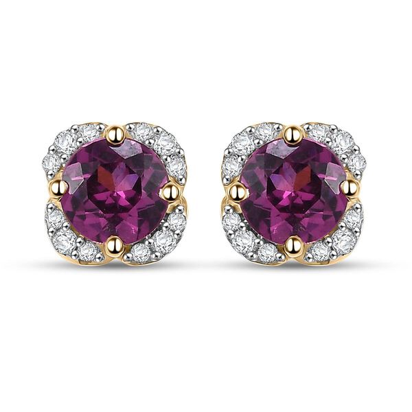 AAA Radiant Ember Granat und Diamant Ohrringe in 417 Gold - 1,27 ct. image number 0