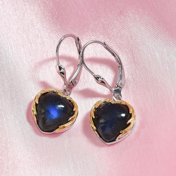 D'Joy AAA Labradorit Ohrringe 925 Silber Rhodiniert und 750 Gelbgold Vermeil ca. 7.34 ct image number 2