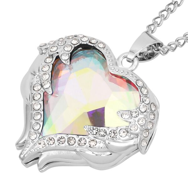 2er Set -Glas, Kristall Anh&auml;nger mit Kette und Ohrringe, Auroraborealis image number 3