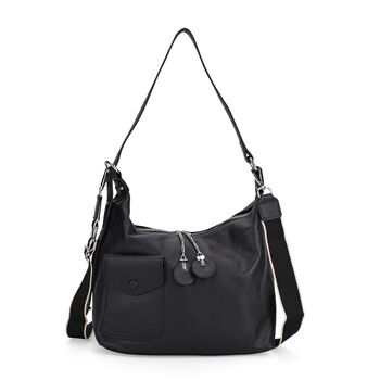 Crossbody Tasche aus echtem Leder, 29,5&times;12&times;26 cm, Schwarz