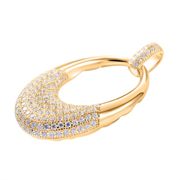 Weißer Zirkonia Anhänger 925 Silber Gelbgold Vermeil image number 2