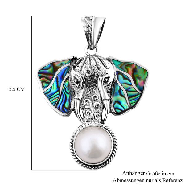 Wei&szlig;e Mabe Perle (12 mm), Abalone Muschel Anh&auml;nger 925 Silber image number 5