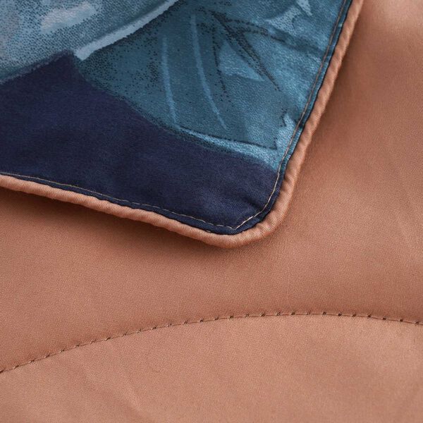 Serenity Night - 4-teiliges 100% Maulbeerseide Steppdecken-Set, Blau floral image number 6