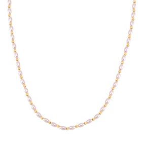 Rosa Muschelkernperle Halskette ca. 50cm + 5cm Extender, Std Gelb