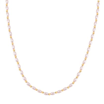 Rosa Muschelkernperle (6x4 mm) Halskette ca. 50 cm + 5 cm Extender
