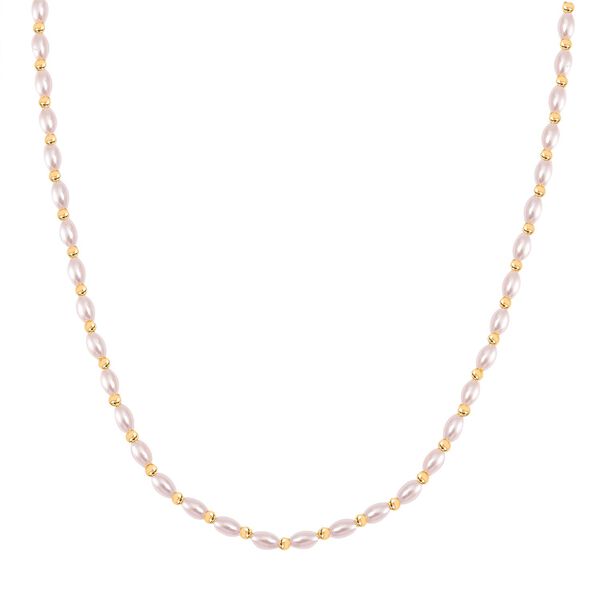 Rosa Muschelkernperle (6x4 mm) Halskette ca. 50 cm + 5 cm Extender